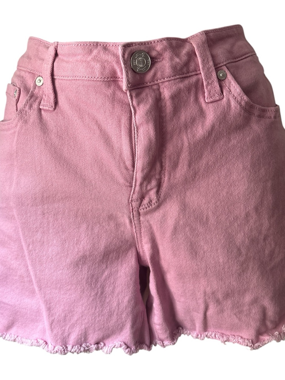 Seven7 Pink Denim Shorts Cut-off Shorts with Leather Logo Patch Size 6